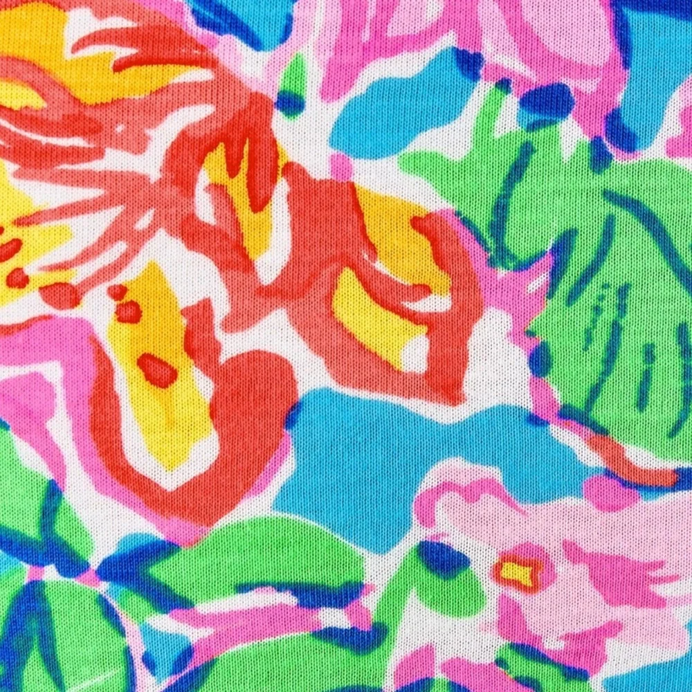 Lilly Pulitzer Vibrant Floral Midi Dress in Blue and Pink with belt. Size small - Picture 2 of 7
